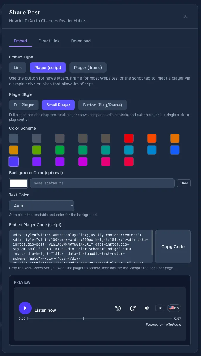 Share dialog